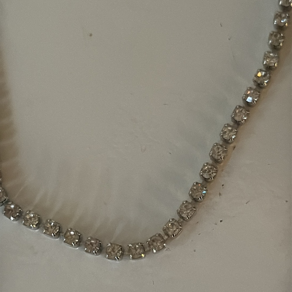 Vintage Silver rhinestone tennis necklace